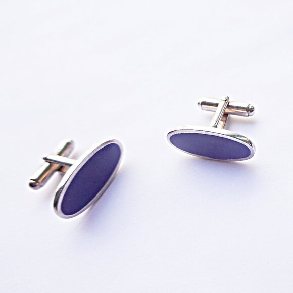 Tateossian Sterling Silver Blue EnamelCufflinks in Original Box $495 original